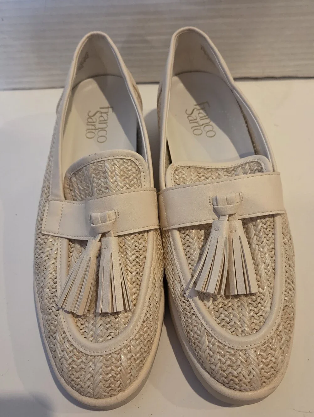 Franco Sarto Lug Sole Loafers shoes size 8.5 Carolynn Tassel Raffia espadrilles